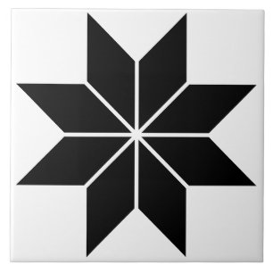 Azulejo Cerâmico Vintage Estrela Geométrica Preta