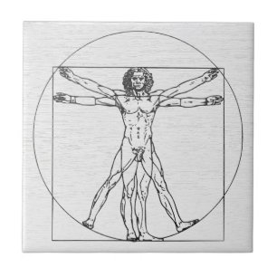 Azulejo Cerâmico Vintage Homem Vitruviano de Da Vi