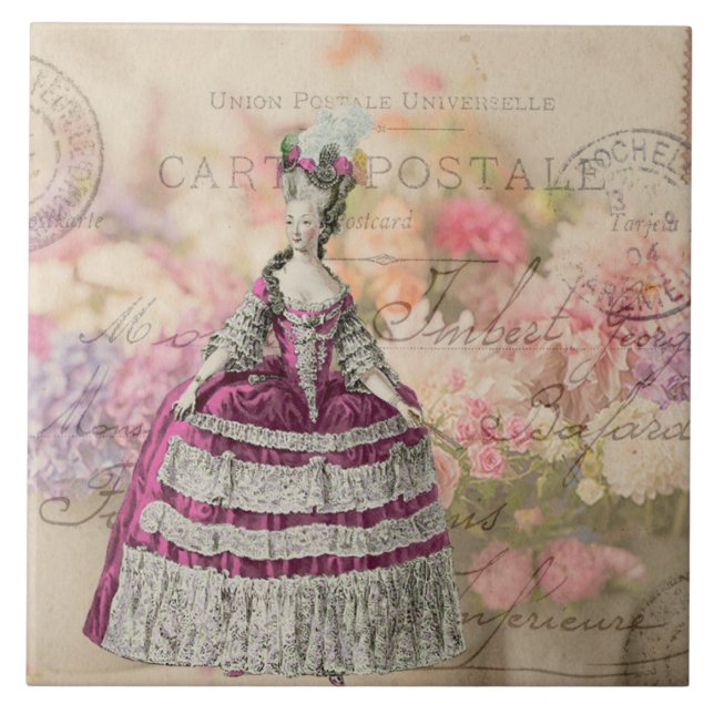 Azulejo Cerâmico Vintage Marie Antoinette (Frente)
