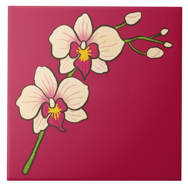 Azulejo cerâmico violento da orquídea vermelha ind (Frente)