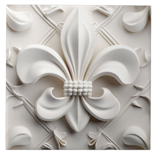 Azulejo cerâmico White Fleur De Lis