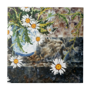 azulejo cerâmico "Wild Daisy Shelf" da cozinha