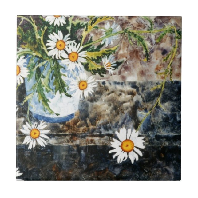 azulejo cerâmico "Wild Daisy Shelf" da cozinha (Frente)