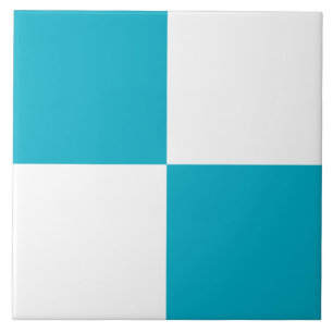 Azulejo Cerâmico Xadrez Branco Turquesa Moderno
