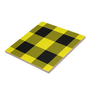 Azulejo Cerâmico Xadrez Preto e Amarelo
