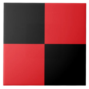 Azulejo Cerâmico Xadrez Preto e Vermelho Moderno