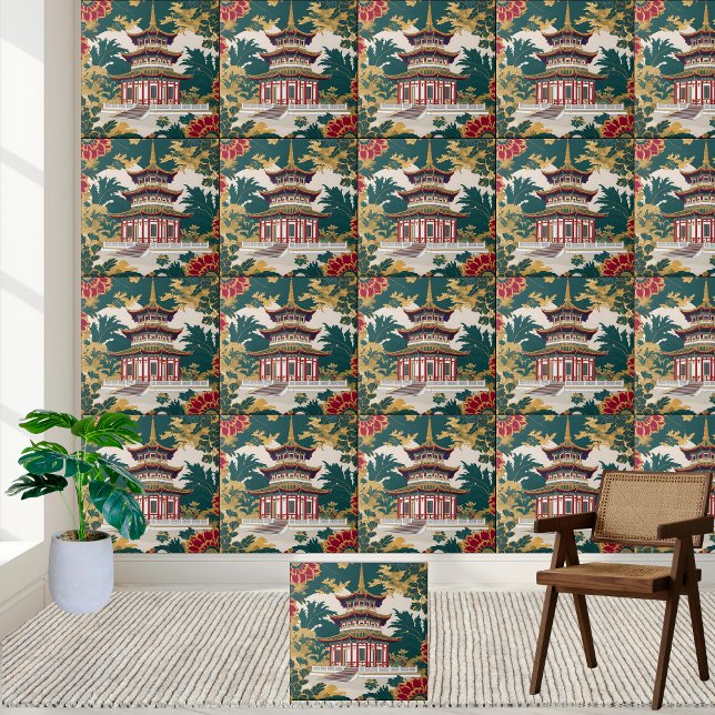 Azulejo Chinoiserie Wall Art (Chinoiserie Wall Art Tile)