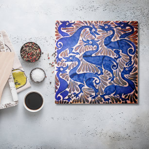 Azulejo Cinza Azul Nouveau Art Edwardian