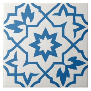 Azulejo Clássico Azul Estrela Marroquina Padrão