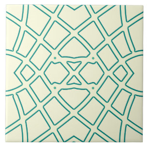 Azulejo clássico padrão contorno verde vibrante