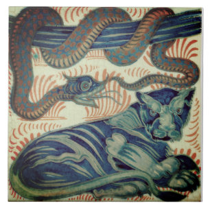 Azulejo Cobra Repro Edwardian Art Nouveau Tiger