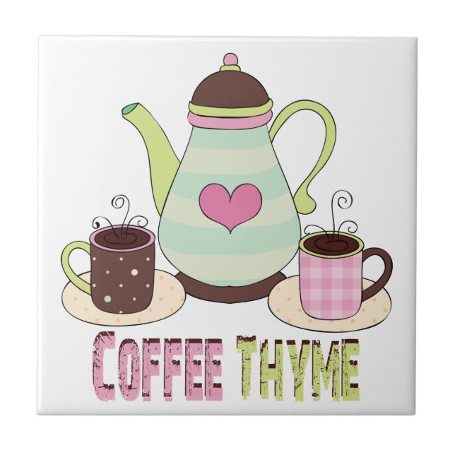 Azulejo colorido do café (Frente)