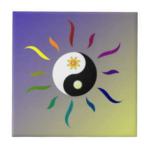 Azulejo Colorido Yin Yang Sol Lua
