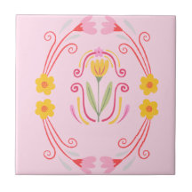 Azulejo com acento rosa