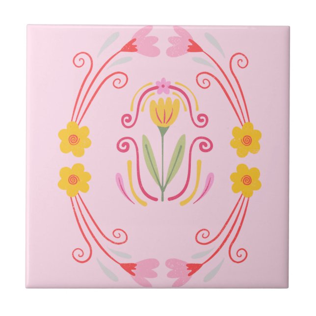 Azulejo com acento rosa (Frente)