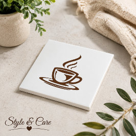 Azulejo com Desenho de Marca de Xícara de Café par