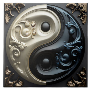 Azulejo com Efeito 3D Yin Yang