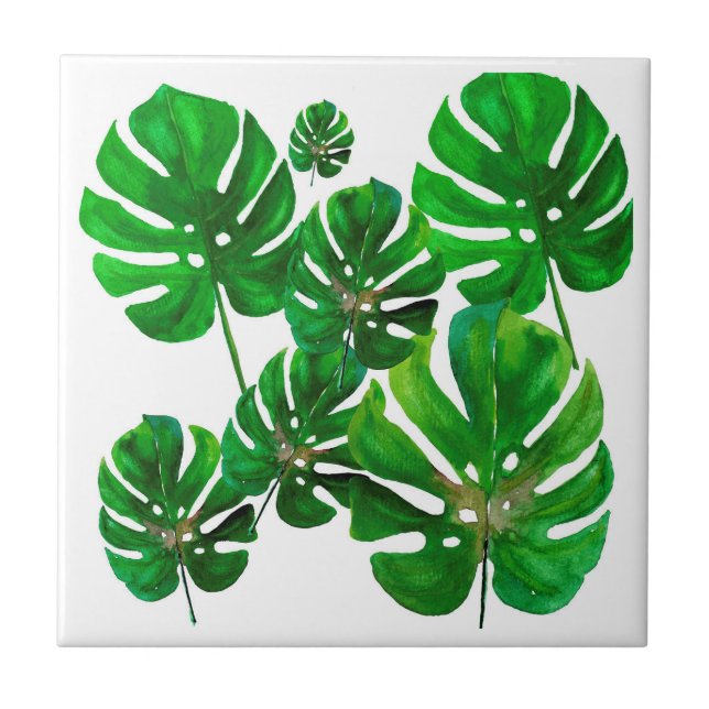 Azulejo com folhas de Monstera (Frente)