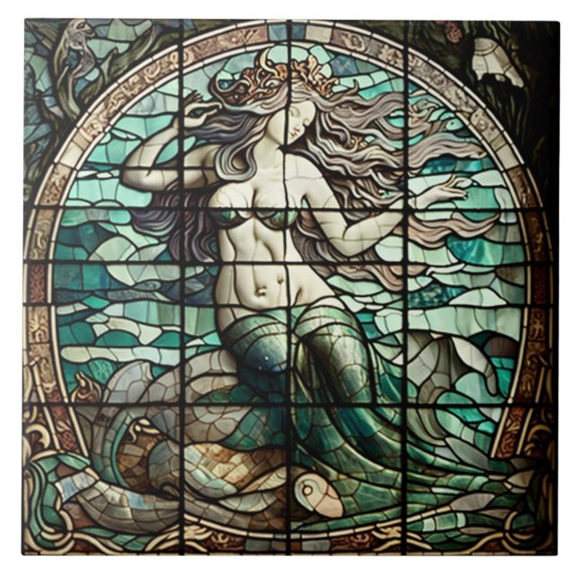 Azulejo com Mosaico de Sereia (Frente)
