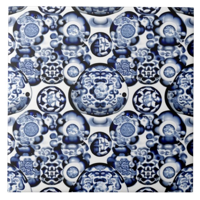 Azulejo com Motivo Tradicional Chinês 3 (Frente)