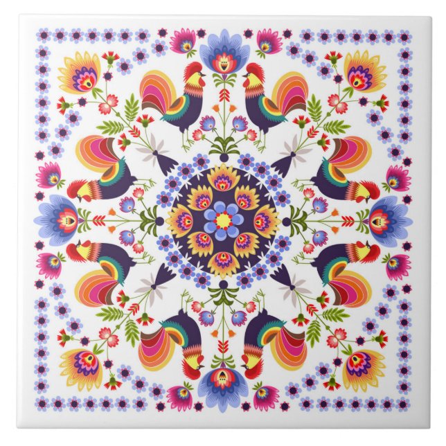 Azulejo com os povos poloneses do teste padrão (Frente)