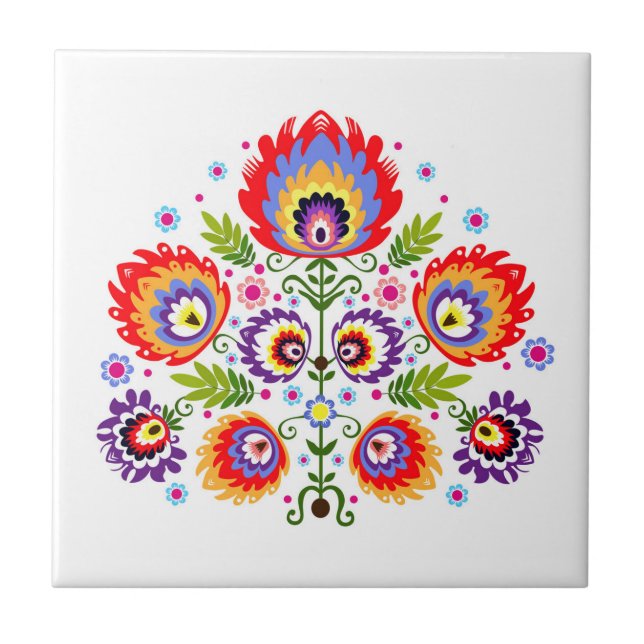 Azulejo com os povos poloneses do teste padrão (Frente)