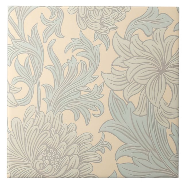 Azulejo com padrão de crisântemo de William Morris (Frente)