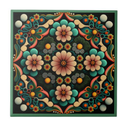 Azulejo com padrão floral em estilo art déco