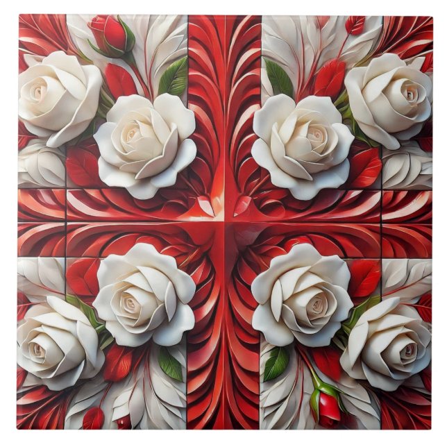 Azulejo com Rosas Ingleses Design (Frente)