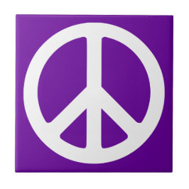 Azulejo com Símbolo de Paz Roxo e Branco