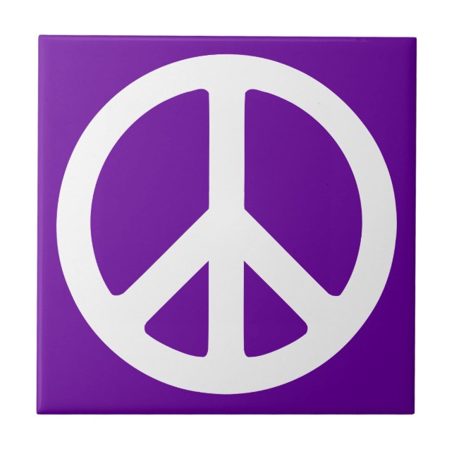 Azulejo com Símbolo de Paz Roxo e Branco (Frente)