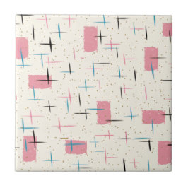 Azulejo cor-de-rosa atômico retro do teste padrão