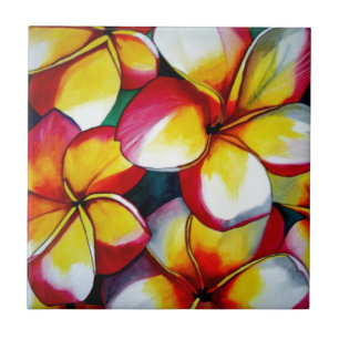 Azulejo cor-de-rosa da flor do Frangipani pela