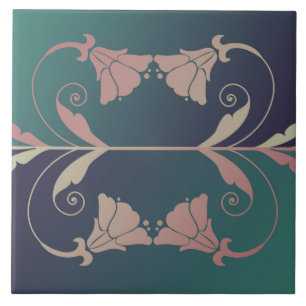 Azulejo cor-de-rosa da flor do ouro do nouveau da