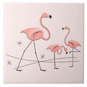 Azulejo cor-de-rosa do trio 2 dos flamingos