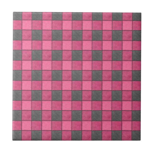 Azulejo cor-de-rosa e preto da verificação da (Frente)