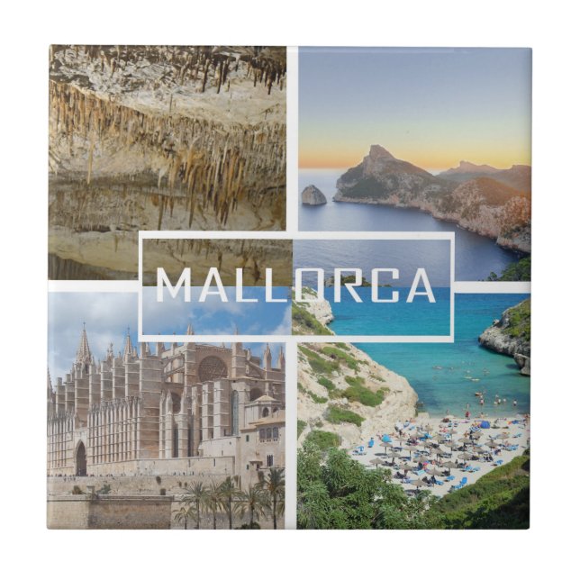 azulejo cuatro fotos de la isla de Mallorca (Frente)