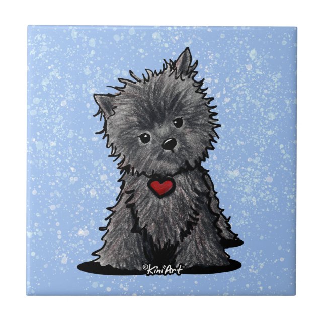 Azulejo Curioso Affenpinscher do KiniArt (Frente)