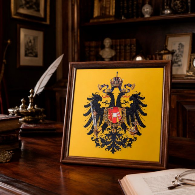 Azulejo da Águia Bicéfala dos Habsburgo (Austrian coat of arms tile with timeless European study décor.)
