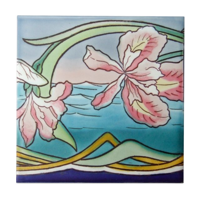 Azulejo da antiguidade da reprodução de Nouveau da (Frente)