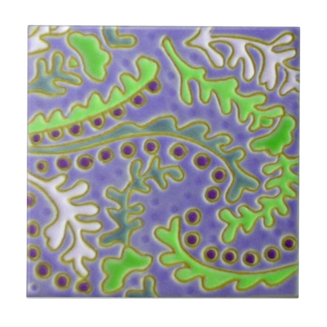 Azulejo da antiguidade da reprodução de Paisley do (Frente)