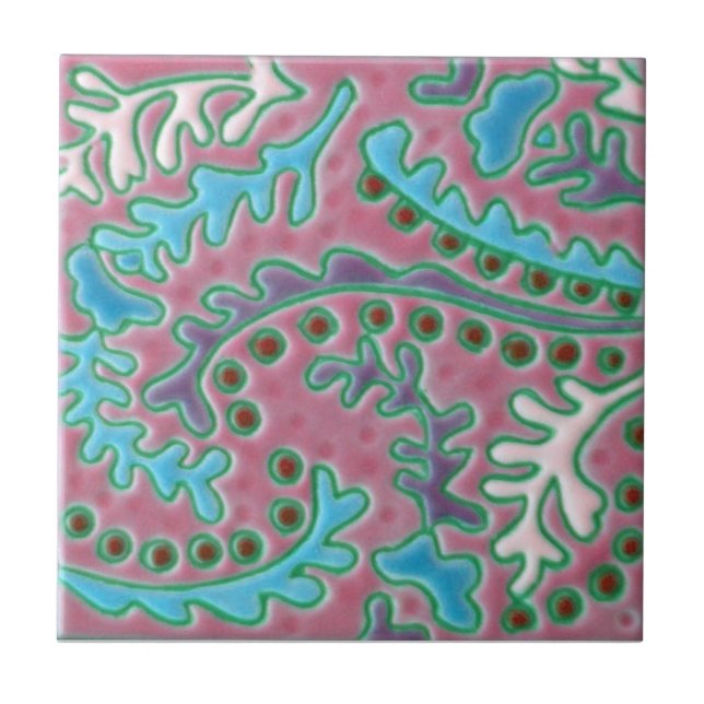 Azulejo da antiguidade da reprodução de Paisley do (Frente)