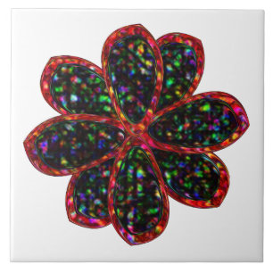 Azulejo da Flor Negra e Vermelha