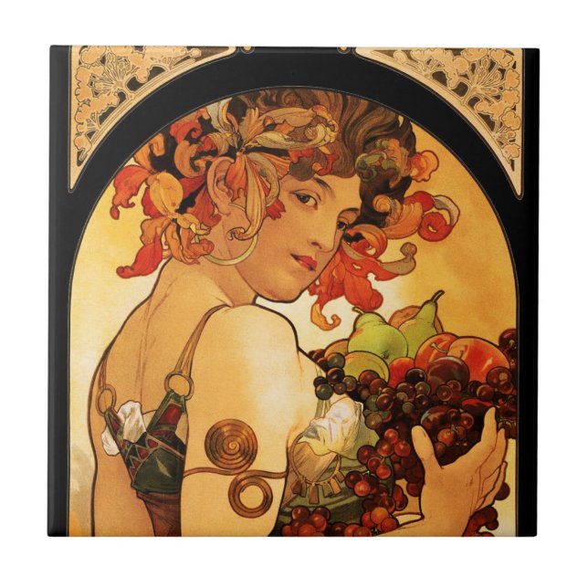 Azulejo da fruta de Alphonse Mucha (Frente)