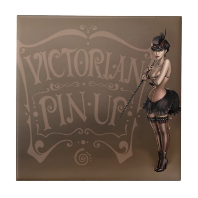 Azulejo da menina do pinup do Victorian (Frente)