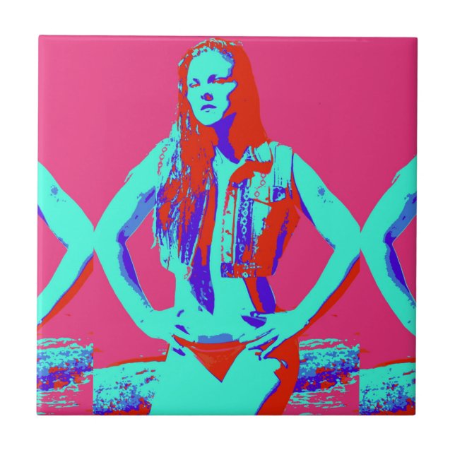 azulejo da menina ruiva bikini (Frente)