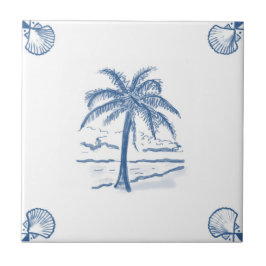 Azulejo da palmeira de Delft com cantos de Shell
