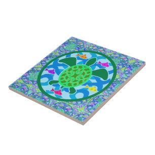 Azulejo da tartaruga de mar verde