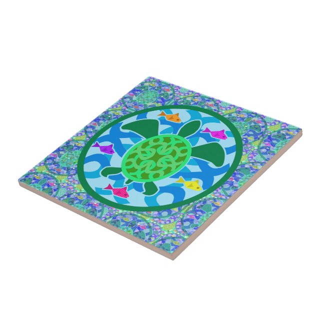 Azulejo da tartaruga de mar verde (Lateral)