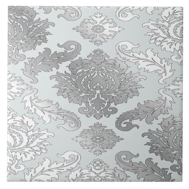Azulejo Damask Azul Turquesa Grande e Elegante (Frente)